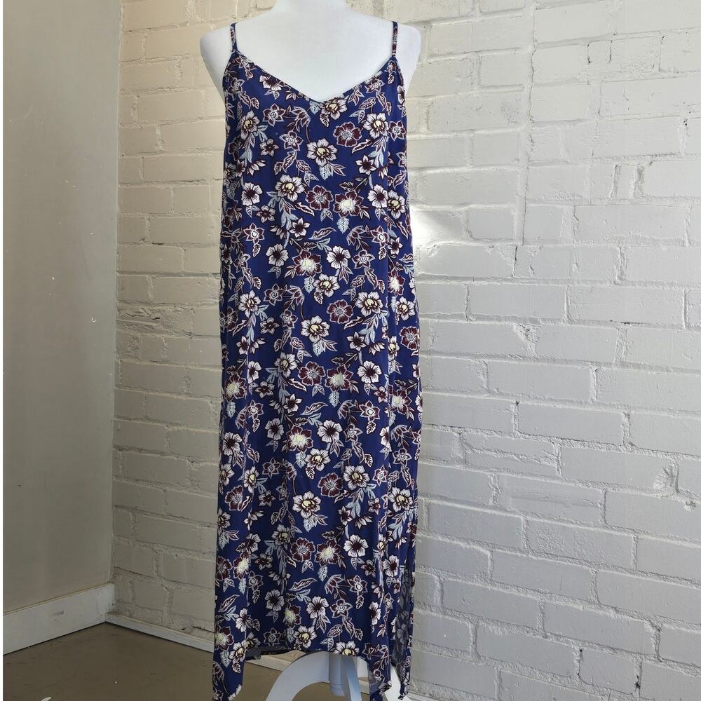 GAP Coastal Boho Floral Midi Dress┃Blue & Wine ┃Rayon ┃Summer Essentials┃Large